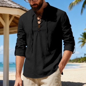 <span class=keywords><strong>Camisa</strong></span> de <span class=keywords><strong>Lino</strong></span> Piqué Personalizada al por Mayor para Hombre, Transpirable, Diseño ODM - Product Image 6