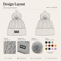 Bonnet en tricot avec logo personnalisé, pompon en fausse fourrure de haute qualité, chapeaux d'hiver pour bébé nouveau-né