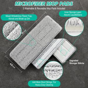 2023 New Commercial Self-Dry Flat Wet Squeeze Mop Bucket Separate Dirt Water Wash Compartments Sliding Wringing PP+SS Material - Product Image 3