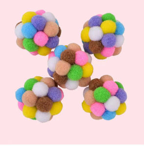 Giocattoli per gatti di alta qualità giocattoli per gatti in bastoncino per animali domestici palline elastiche per campanello in lana colorata arcobaleno palle giocattolo - Product Image 5