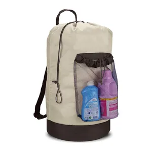 Рюкзак для стирки с плечевыми ремнями и сетчатым карманом, прочный нейлоновый рюкзак с застежкой-шнурком для одежды, сумка для стирки, рюкзак