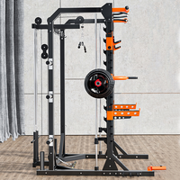 Rack de musculation Smith avec système de poulies, barre de traction dorsale, barre de traction et rangement pour plaques de poids pour salle de sport à domicile