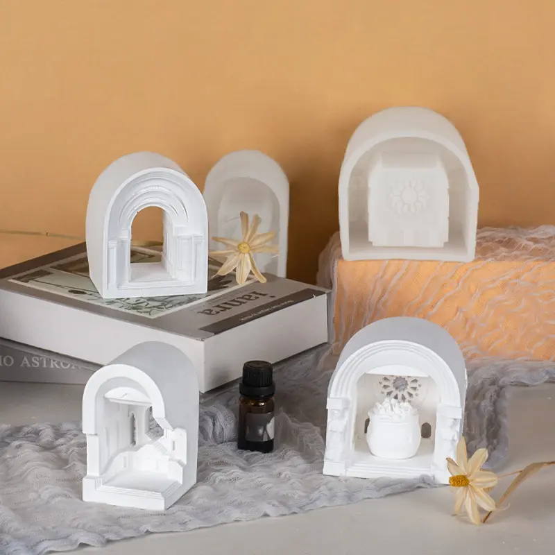 Mascot Castle Palace Architecture Candle Silicone Mold Dome Arch Roman Column Plaster Soap Epoxy Resin making Gift Craft Home