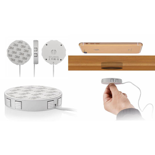 Invisible Hidden Embedded Under Table Desk Furniture Home and Office Coffee Shop Bar Mini Wireless Charger for iPhone Samsung