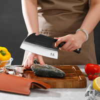 Couteau Deba SHANGDAO 7 pouces, couteau à découper la viande forgé à la main, couteau de cuisine japonais Viking avec étui
