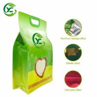 Sac d'emballage personnalisé en nylon et LDPE sous vide de 5 kg, 10 kg, 15 kg pour farine de blé et riz basmati, avec fermeture éclair et fond carré