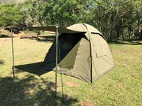 Tente de camping safari robuste en toile Ripstop 440 GSM, facile à monter, imperméable, avec structure en acier à ressort pour le glamping en extérieur