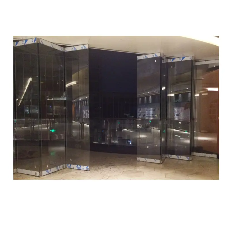 Puertas de vidrio plegables, Partición de vidrio móvil, Partición de vidrio sin marco deslizante para cafetería, tienda, centro comercial
