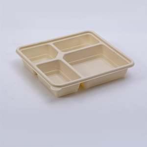 Disposable cornstarch square food container biodegradable salad lunch box packaging plastic box pvc plastic box