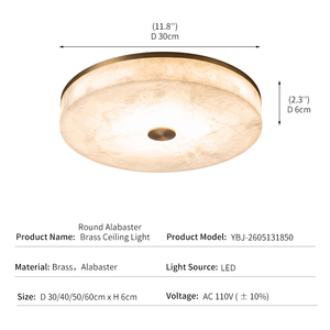 Alabaster Ceiling Lamp <b>LED</b> AC Warm <b>Light</b> Modern Luxury Flush <b>Mount</b> Brass Bedroom Living Room Hotel Villa Custom - Product Image 4