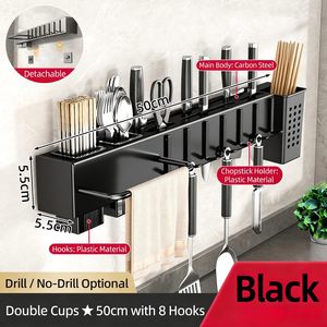 Cooking Utensils Holder Wall-mounted <b>Storage</b> <b>Kitchen</b> Knives Rack Smart Kitchenware Organizer with Steel Hooks - Product Image 4