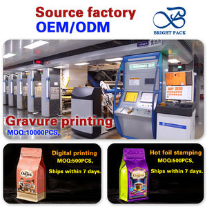 定制立式咖啡袋单向排气阀可重复密封拉链凹版印刷食品级保鲜散装包装 - Product Image 4