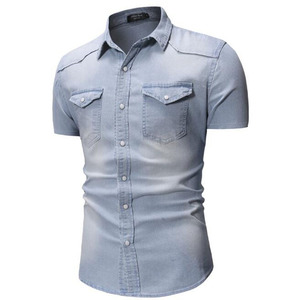 Nuova <span class=keywords><strong>camicia</strong></span> <span class=keywords><strong>di</strong></span> <span class=keywords><strong>Jeans</strong></span> <span class=keywords><strong>camicia</strong></span> <span class=keywords><strong>di</strong></span> <span class=keywords><strong>Jeans</strong></span> da uomo in cotone <span class=keywords><strong>camicia</strong></span> <span class=keywords><strong>di</strong></span> <span class=keywords><strong>Jeans</strong></span> da uomo <span class=keywords><strong>di</strong></span> moda estiva Slim a maniche corte camicie da Cowboy alla moda lavaggio Slim top - Product Image 5