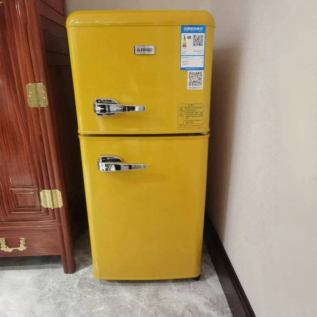 D 118L MINI Compact Double-door American Retro Top-freezer Refrigerators Home Dormitory Office Refrigeration Equipment