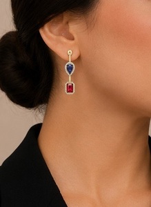 Pendientes de Plata de Ley 925 con Baño de Rodio y Circonita Cúbica Azul en Forma de Pera, Diseño Halo, para Mujer, Ideales para Bodas, Fiestas o Regalos - Product Image 4