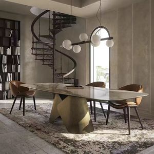 Đồ Nội Thất Nhà 220Cm Kích Thước Bàn Ăn 8 Ghế Bằng Đá Cẩm Thạch Bàn Ăn Phòng Ăn Đồ Nội Thất Biệt Thự Đồ Nội Thất - Product Image 1