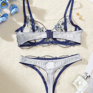 ชุดชั้นในวาเลนไทน์แบบเซ็กซี่ ลายปักดอกไม้ ผ้าตาข่าย สายรัดปรับได้ 2 ชิ้น พร้อมโครงเหล็กดันทรง ป้องกันแบคทีเรีย รองรับเอว - Product Image 3