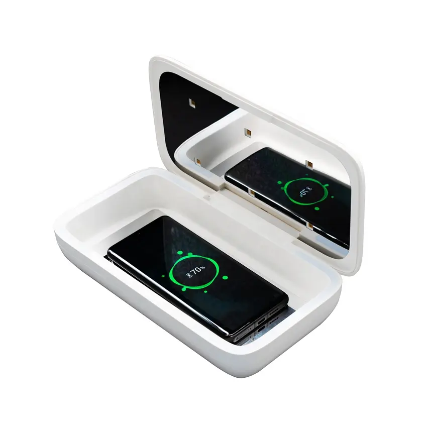 99.99% Killing Germs air cleaning equipment wireless charger Mobile Phone Sterilizer Box Smartphone UV Phone box aircleaner