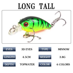 Señuelo de Pesca Flotante de Superficie de 4.5cm/3.8g, 7 Colores, de Plástico Duro, Artificial, para Lubina, Pescado de Lago, Agua Salada, Salmón, Venta al Por Mayor - Product Image 4