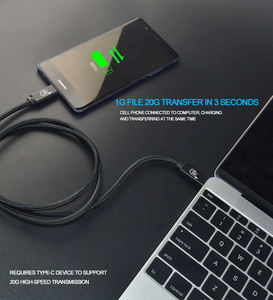 كابل USB3.<span class=keywords><strong>2</strong></span> Gen <span class=keywords><strong>2</strong></span> من النوع C إلى C بقدرة 240 واط للشحن السريع ونقل البيانات عالي السرعة 20 جيجابت في الثانية مع غلاف مجدول - Product Image 6