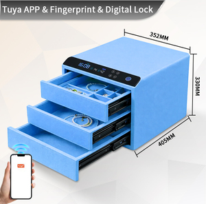 CEQSAFE Coffre-fort intelligent en cuir de haute qualité à 3 couches, antivol, avec entrée par empreinte digitale pour la maison, le rangement de bijoux et de vêtements - Product Image 1