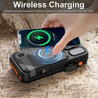 Banque d'alimentation solaire 16000mAh Radio FM Étanche Charge rapide Charge sans fil 20W Générateur à manivelle d'urgence Support extérieur