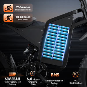 BOPZIN <span class=keywords><strong>Q8</strong></span> Bici Elettrica a Lunga Autonomia, E-Bike da Montagna e Fuoristrada, Grande Potenza 60V 35AH, Locomotive con Pneumatici Fat per Adulti - Product Image 3