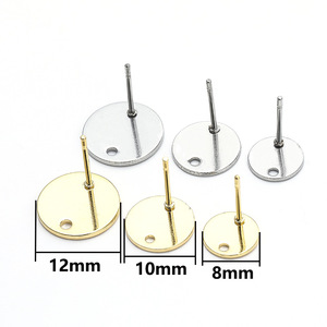 Stainless Steel Round Welded <b>Pin</b> Earrings 8-12mm Flat Head For Earring Making Jewelry Accessories - Product Image 1