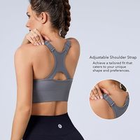 Sujetador deportivo sin costuras FH, top tipo camiseta, de alto soporte, ajustable, para mujer, espalda cruzada, inalámbrico, acolchado, para entrenamiento.