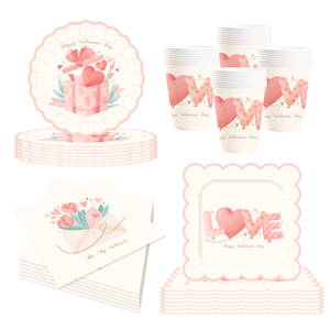 Ensemble de vaisselle DAMAI pour la Saint-Valentin, assiettes en papier pour la Saint-Valentin, assiettes et serviettes pour fête romantique, 8 personnes - Product Image 3