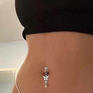 Poinçon gratuit Skinyslim Lymphacare aimant thérapie nombril bijoux cristal papillon ventre anneau nombril bouton barre balancent nombril anneau - Product Image 3