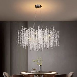 Luxe Moderne L120cm Salle À Manger Ovale Chrome Couleur K9 Cristal Willow Lustre Lumières - Product Image 3