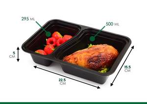 Boîte à lunch <span class=keywords><strong>32</strong></span> oz à 2 compartiments pour la préparation de repas Récipient de stockage d'aliments à emporter en plastique avec couvercle LT <span class=keywords><strong>32</strong></span> JT <span class=keywords><strong>32</strong></span> - Product Image 2