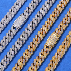 Exclusive Custom Moissanite Miami Cuban Link <b>Chain</b> 925 Silver 18K Gold Plated Bezel Set Hip Hop Bling <b>Iced</b> <b>Out</b> Necklace - Product Image 2