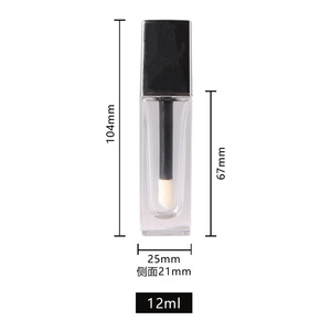 MLM Hot Sale OEM Custom 12ml Frosted Glass Lip Gloss <b>Bottle</b> <b>Brush</b> Applicator Concealer Foundation Liquid Packaging Wholesale - Product Image 2