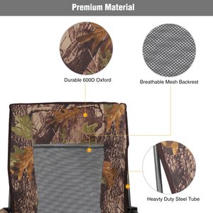 Outdoor Portable <b>Folding</b> <b>Low</b> Profile Hunting <b>Chair</b> Camouflage Camping <b>Beach</b> <b>Chair</b> with Shoulder Strap Cup Holder - Product Image 6
