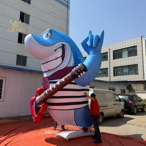 Decoración para Fiestas de Verano, <span class=keywords><strong>Tiburón</strong></span> Inflable Músico con Guitarra, Inflable de Jardín para Carnaval, Guitarrista de Dibujos Animados Personalizado - Product Image 2