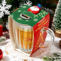 Ensemble cadeau de chopes à bière et ouvre-bouteille, chopes à bière en verre sur le thème de Noël avec ouvre-bouteille, cadeau festif pour les amateurs de bière