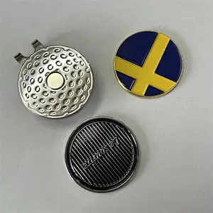 Custom Gold Plated Golf Ball Marker Hat Clip Magnetic Ball Marker Metal Hat Clips Golf