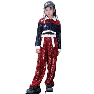 Children Hip Hop Dance Clothes Girl's Crop Tops White Hiphop Pants