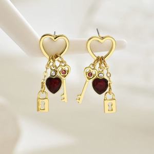 Pendientes colgantes con forma de candado de circonita de lujo ligero para mujer, encantadores pendientes de moda, regalos de joyería - Product Image 3