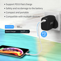 Charger HP Ponsel Cepat Isi Daya PD Tipe C 20W USBC UK Grosir Logo Kustom Laris untuk iPhone Samsung Android