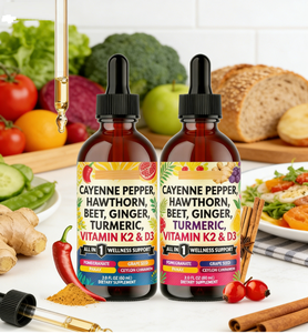 Gouttes buvables d'églantier et de curcuma avec vitamines D3 et K2, racine de betterave et cannelle de Ceylan - Complément naturel pour adultes - Product Image 4