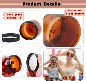 Custom 50ml-500ml Amber PET <b>Plastic</b> <b>Jar</b> with Lid for Cosmetic Lotion and Loose Powder in Screw Cap - Product Image 3