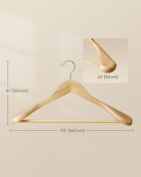 Cintres en bois à épaules larges antidérapants avec crochet pivotant à 360° en acier inoxydable poli pour manteaux, robes, vestes, pantalons et costumes