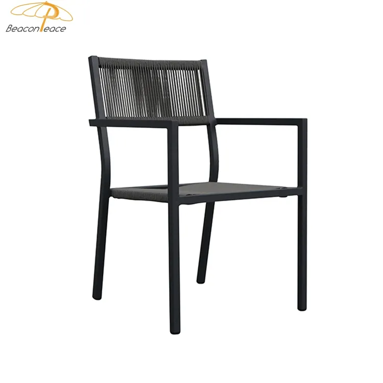 Cadeira empilhável com encosto alto, estrutura metálica de alumínio de alta qualidade, cadeiras contratadas para pátio em vime e vime