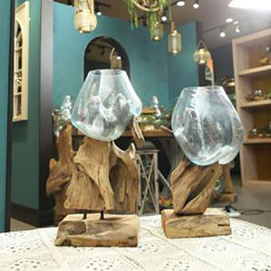 Новый креативный Домашний Деревянный орнамент натуральный цельный деревянный Базовый стеклянный аквариум для рыбы Юго-Восточной Азии ваза для свадебного украшения - Product Image 1