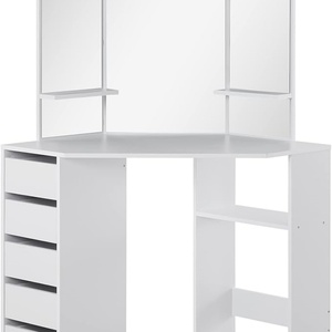 Luxury Custom Wood Panel Modern Bedroom Durable 3-Tier 5-Drawer Mirror Custom Color USA Origin Makeup Vanity - Product Image 6