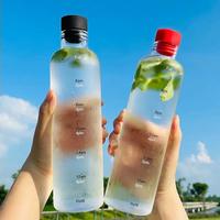Bouteille d'eau sport en verre borosilicate transparent de haute qualité avec marqueur de temps, 300 ml, 500 ml, 750 ml, pour thé et eau, avec logo personnalisé
