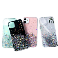 Coque de téléphone antichoc en TPU à paillettes souples en résine époxy, design animal, pliable, dissipant la chaleur, avec strass et protection caméra, vente en gros usine
